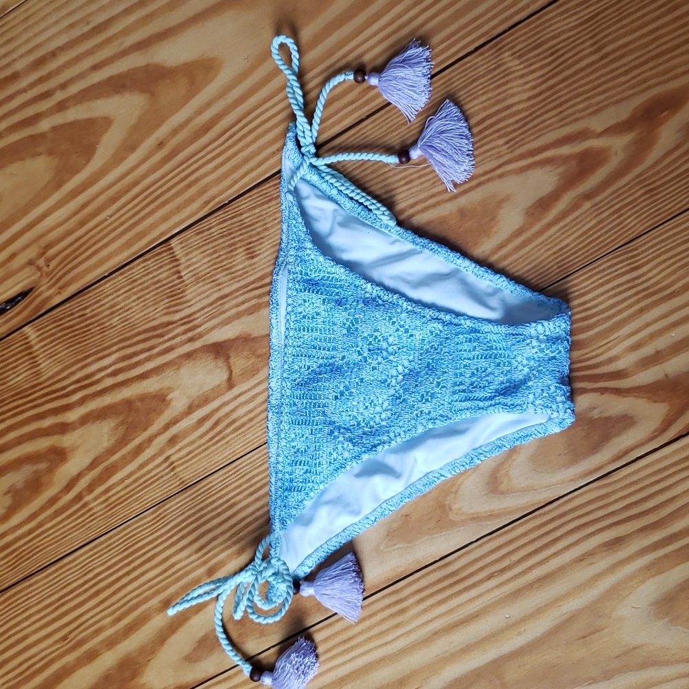 Victoria’s Secret Crochet Baby Blue Bikini Bottom - Size Medium